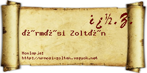 Ürmösi Zoltán névjegykártya