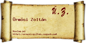 Ürmösi Zoltán névjegykártya